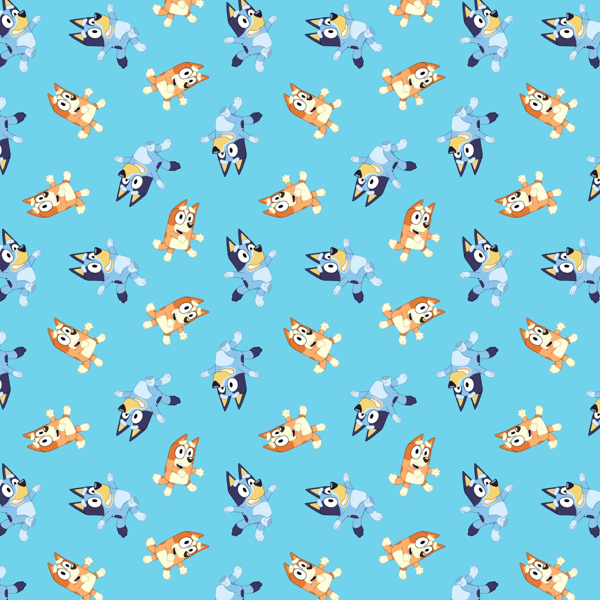 Bluey on Blue Background Cotton Fabric